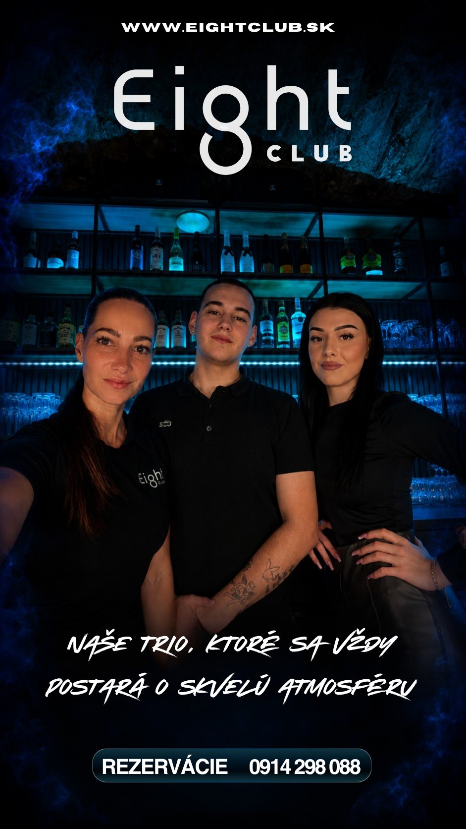 Trojica barmanov Eight Clubu za barom